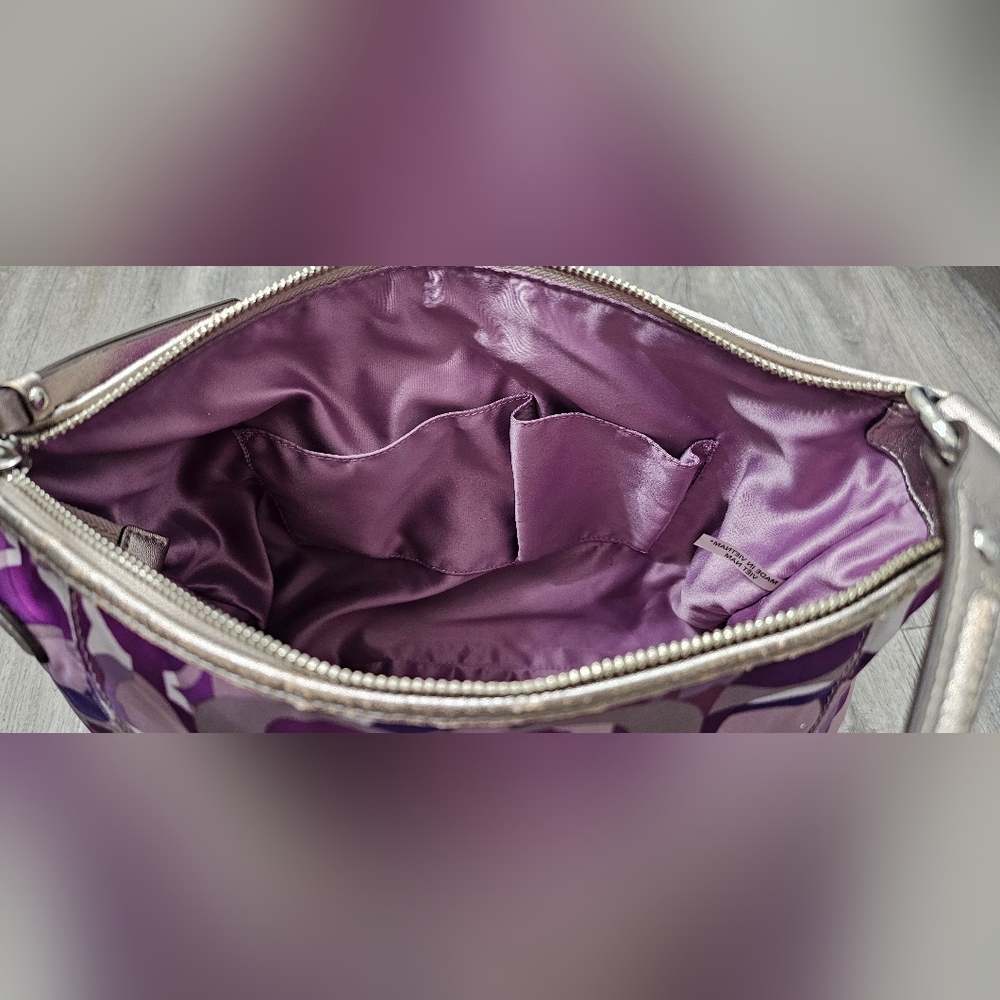 Signature Coach Purple Patterned Shoulder Bag - Picture 9 of 15